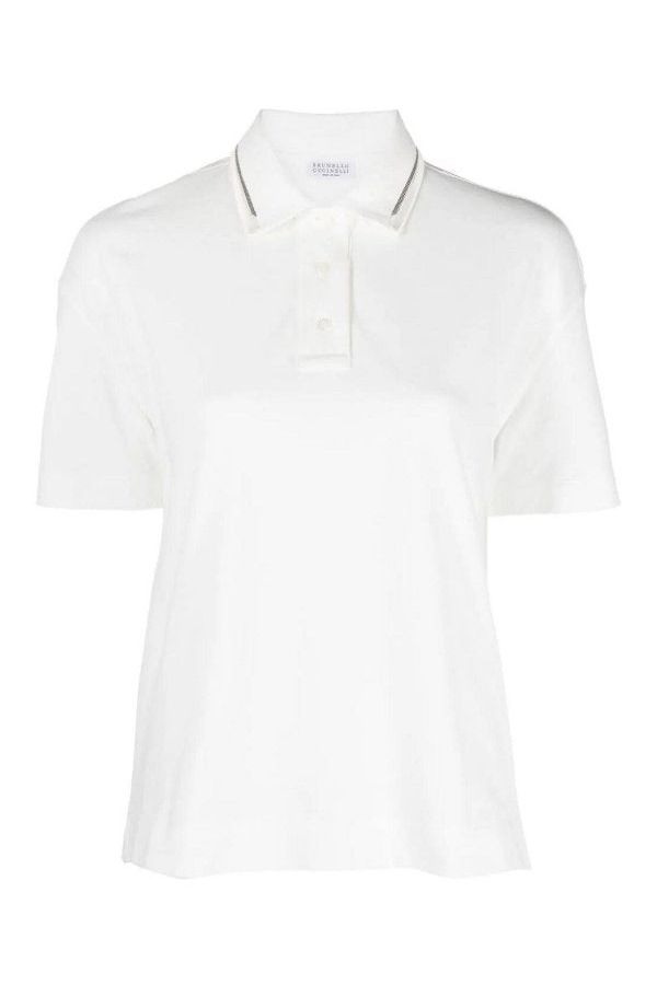 Women's White Cotton Polo Shirt