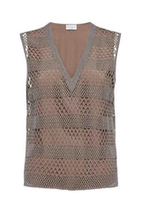 Women's Taupe Silk Mesh Shirt