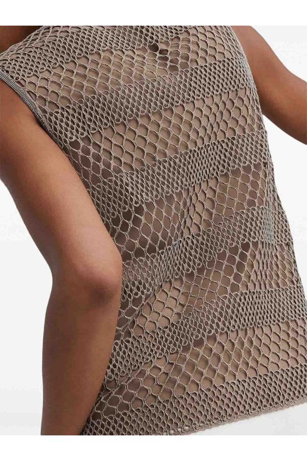 Women's Taupe Silk Mesh Shirt