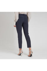Women's Navy Silk Tailored Trousers