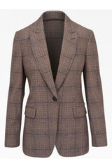Women's Brown Wool Blend Tailored Jacket