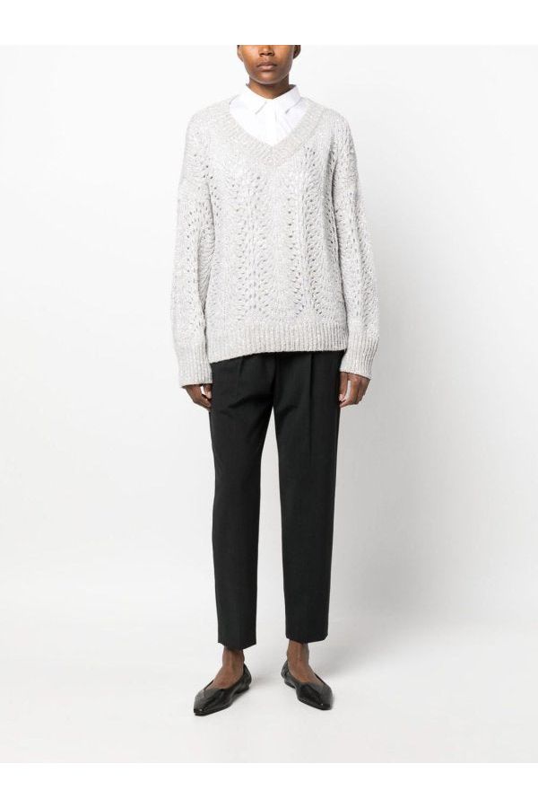 Women's Black Wool Tapered Trousers
