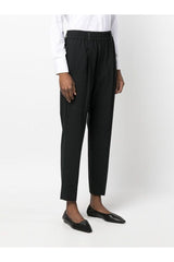 Women's Black Wool Tapered Trousers