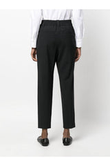 Women's Black Wool Tapered Trousers