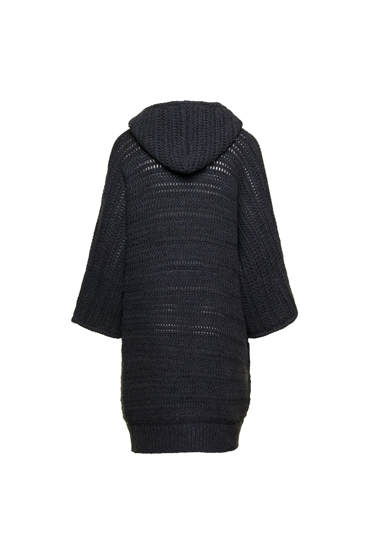 Women's Black Wool Hooded Sweater