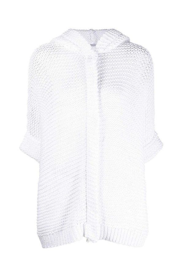 Women's White Open Knit Sweater
