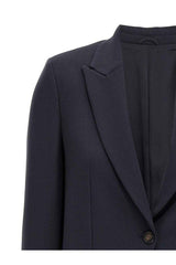 Brunello Cucinelli Women's Navy Wool Tailored Blazer