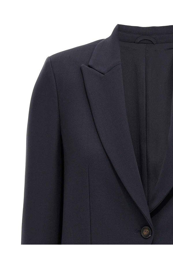 Brunello Cucinelli Women's Navy Wool Tailored Blazer