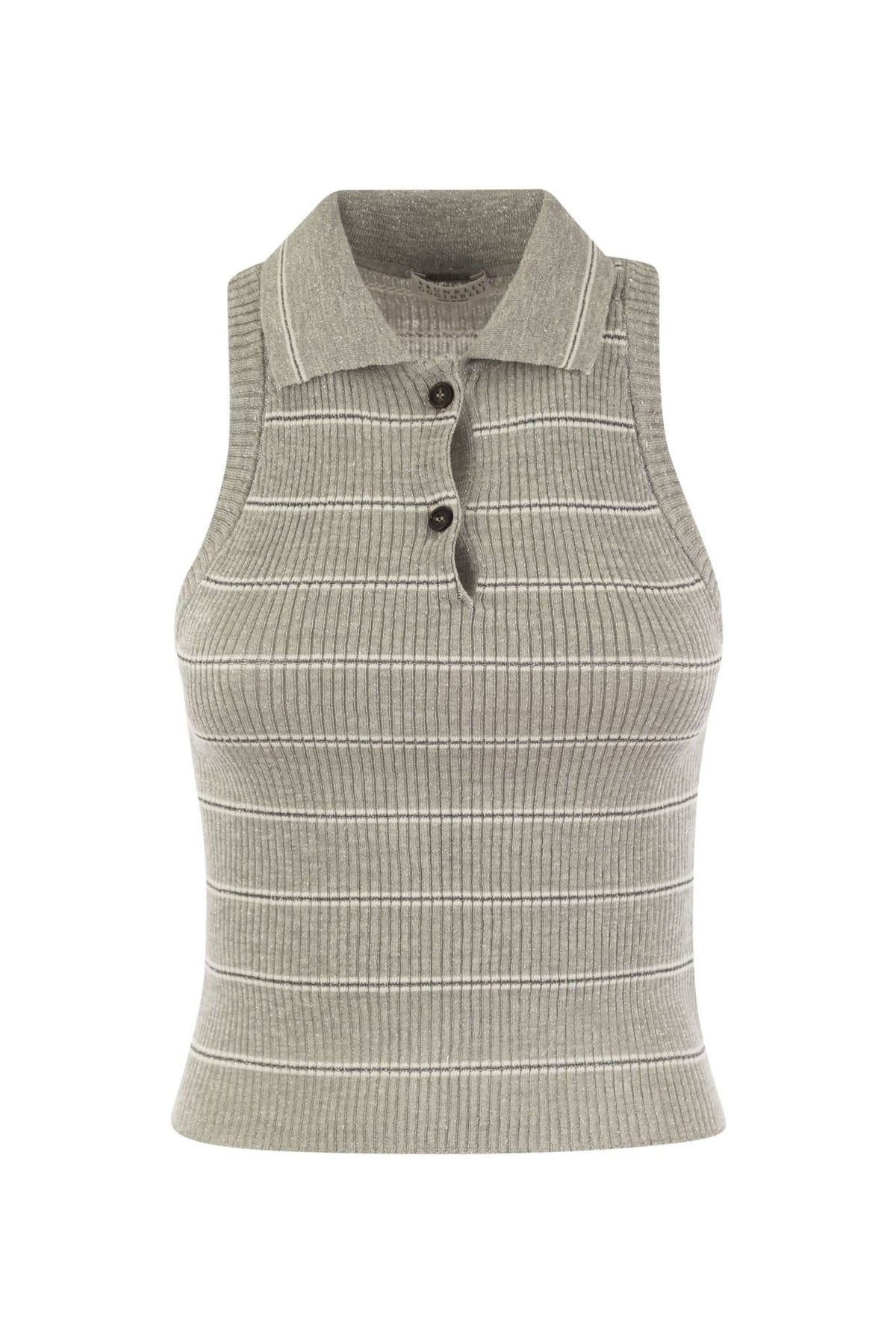 Women's Light Grey Ribbed Sleeveless Sweater