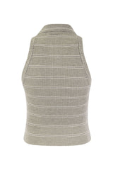 Women's Light Grey Ribbed Sleeveless Sweater