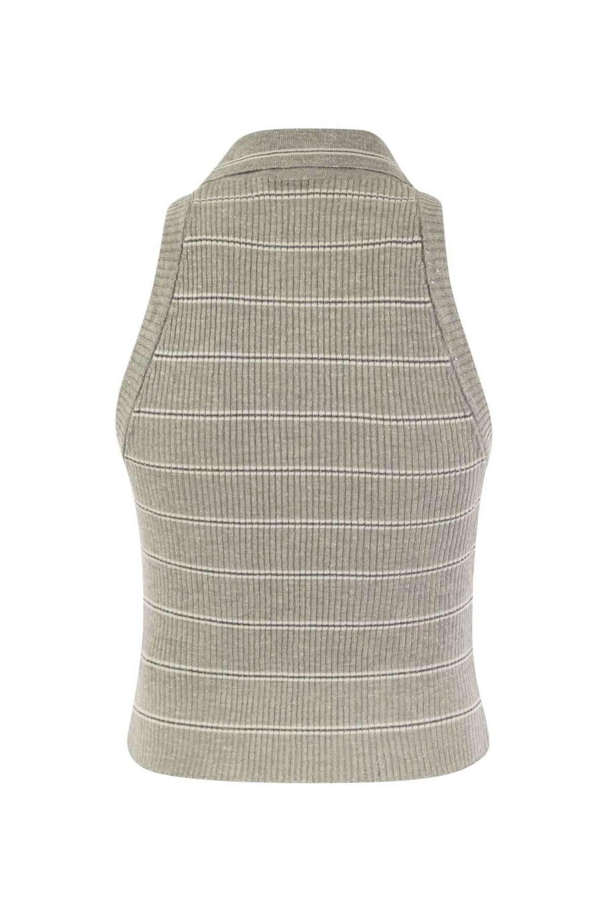 Women's Light Grey Ribbed Sleeveless Sweater
