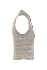 Women's Light Grey Ribbed Sleeveless Sweater
