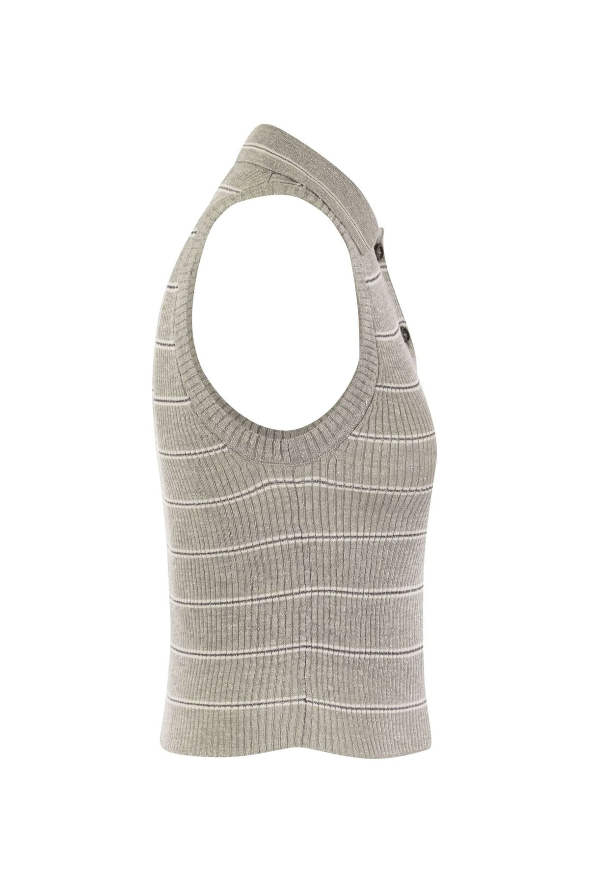 Women's Light Grey Ribbed Sleeveless Sweater