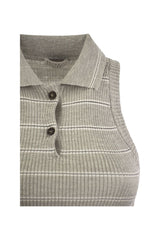 Women's Light Grey Ribbed Sleeveless Sweater
