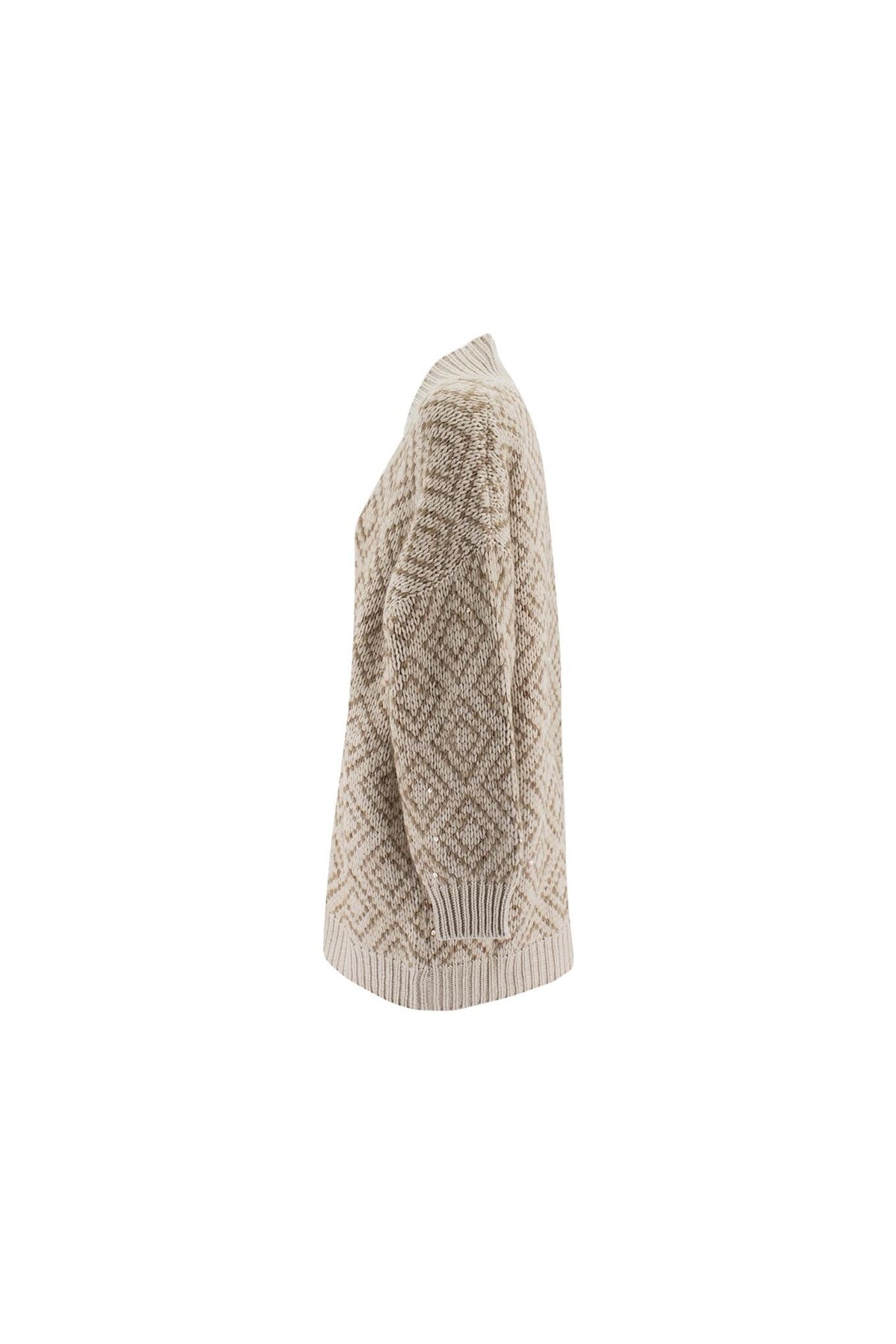 Women's Beige Wool Silk Knit Sweater