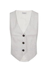 Women's White Striped Tailored Vest