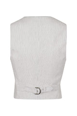 Women's White Striped Tailored Vest