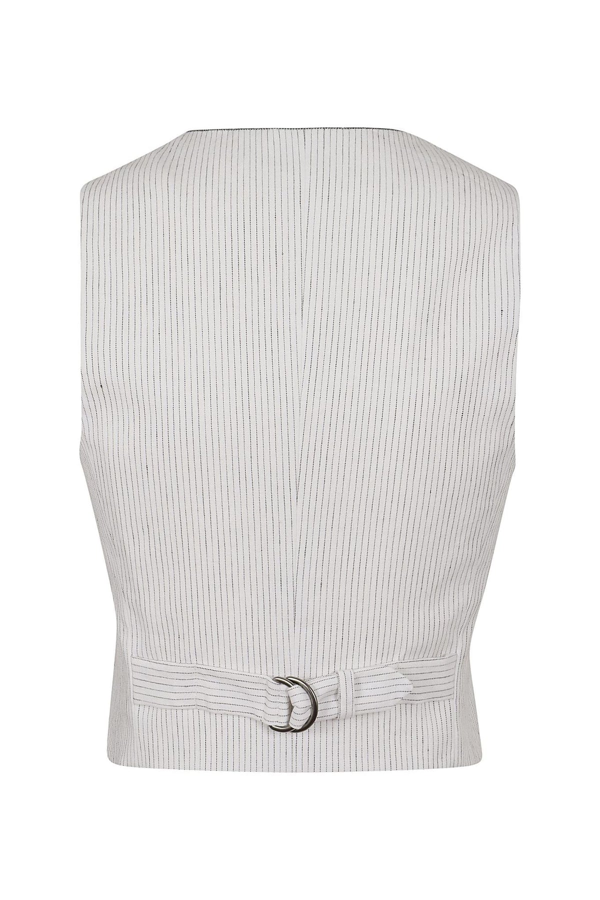 Women's White Striped Tailored Vest