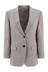 Women's Light Grey Linen Wool Blazer