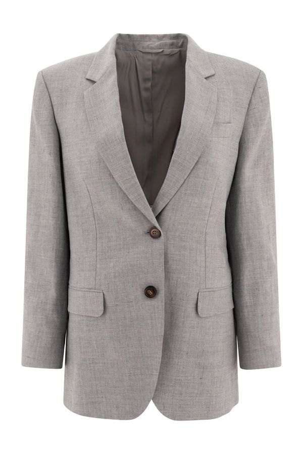 Women's Light Grey Linen Wool Blazer