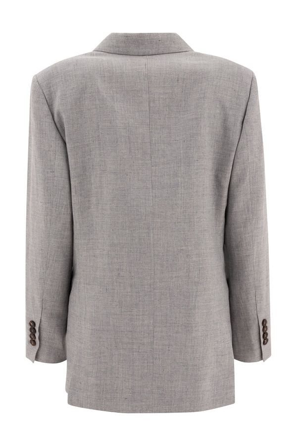 Women's Light Grey Linen Wool Blazer