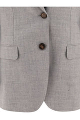 Women's Light Grey Linen Wool Blazer