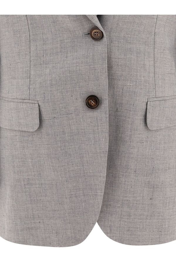 Women's Light Grey Linen Wool Blazer