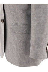 Women's Light Grey Linen Wool Blazer