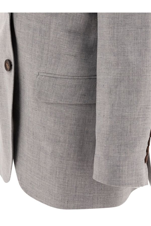Women's Light Grey Linen Wool Blazer