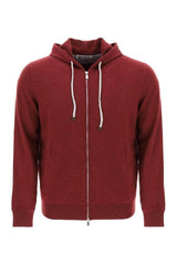 Brunello Cucinelli Men's Red Wool Zip Hoodie