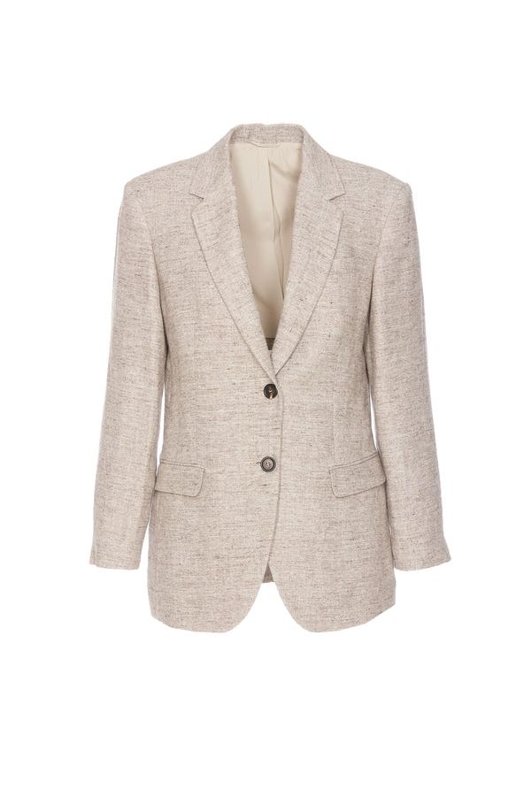 Women's Beige Linen Tailored Blazer
