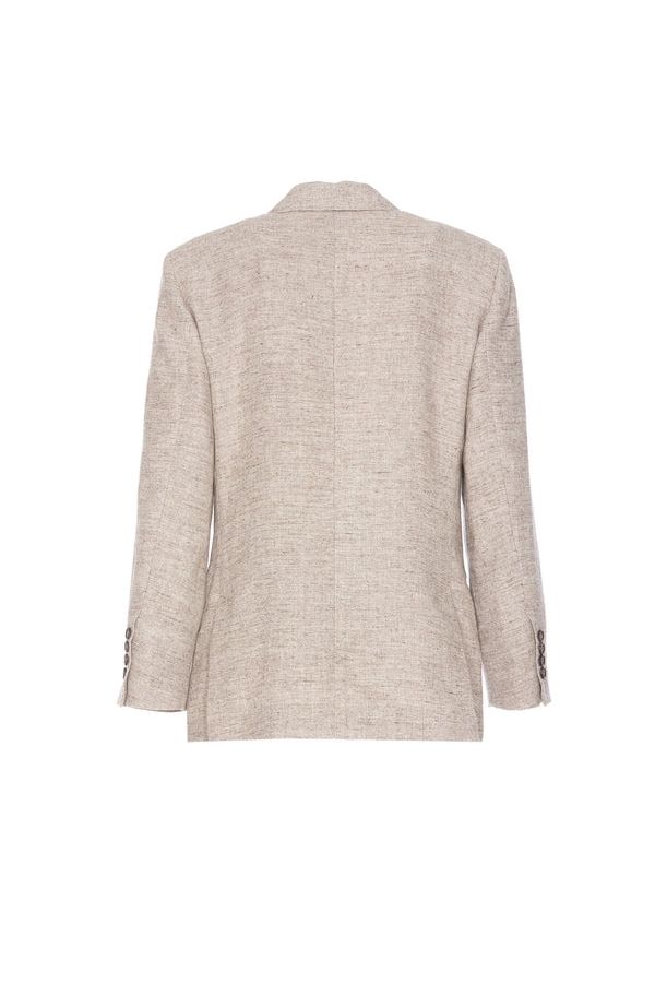 Women's Beige Linen Tailored Blazer