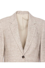 Women's Beige Linen Tailored Blazer