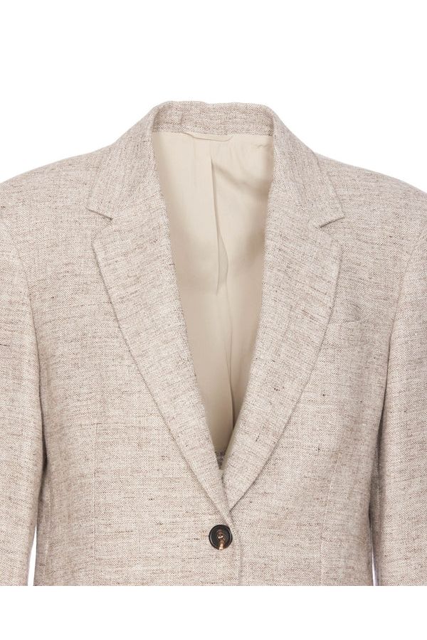 Women's Beige Linen Tailored Blazer