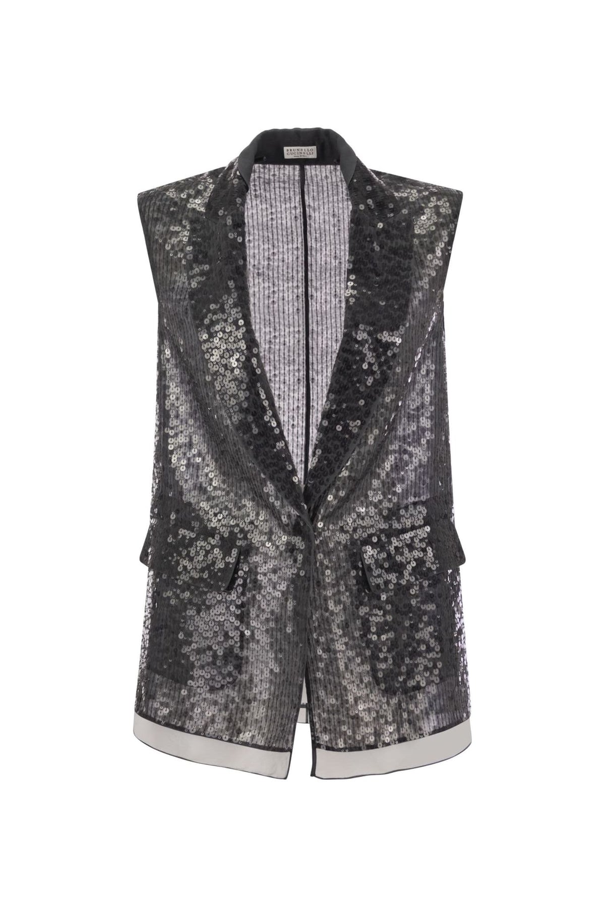 Women's Black Silk Sequined Jacket