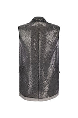 Women's Black Silk Sequined Jacket