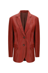 Brunello Cucinelli Women's Brick Leather Tailored Blazer