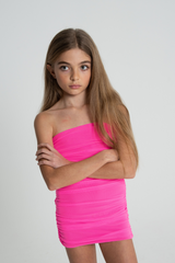 Noemi Neon Pink Mesh Dress - Removable Straps