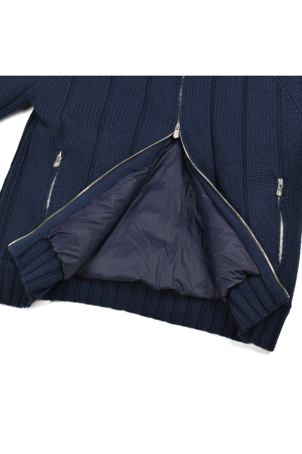 Brunello Cucinelli Men's Navy Wool Zip Knit Jacket