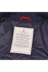 Brunello Cucinelli Men's Navy Wool Zip Knit Jacket