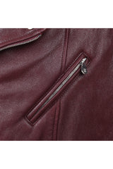 Men's Burgundy Leather Biker Jacket
