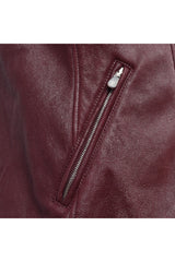 Men's Burgundy Leather Biker Jacket