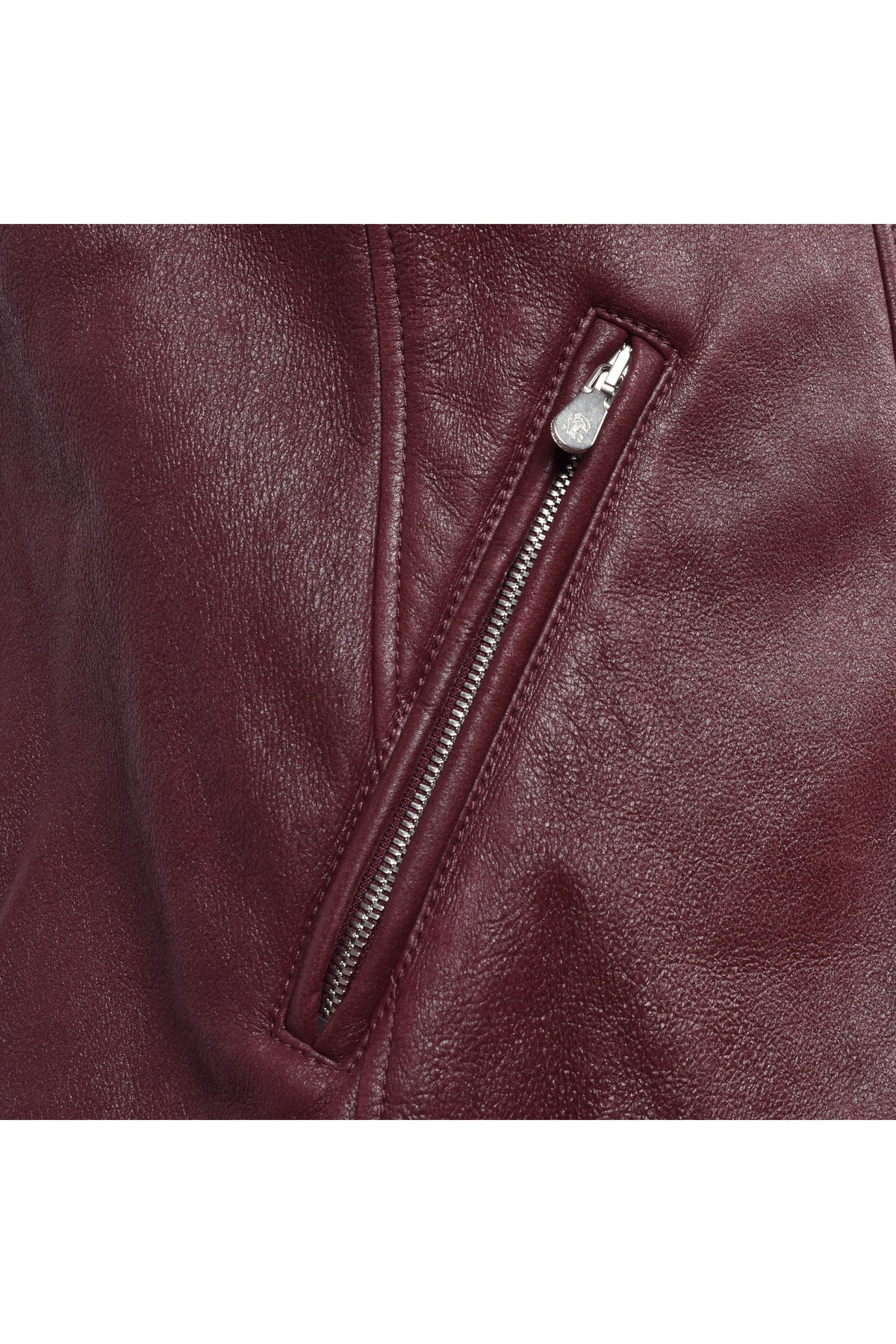 Men's Burgundy Leather Biker Jacket