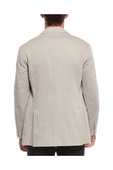 Men's Beige Striped Double Breasted Blazer