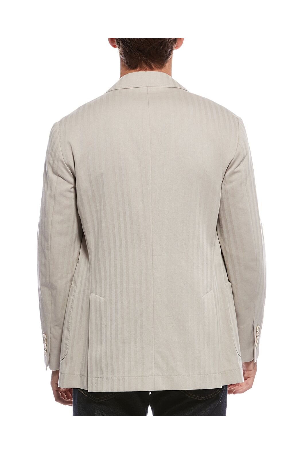 Men's Beige Striped Double Breasted Blazer
