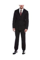 Men's Navy Wool Silk Double Breasted Blazer