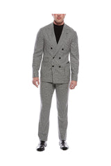 Brunello Cucinelli Men's Grey Wool Plaid Double Breasted Suit