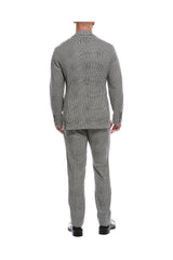 Brunello Cucinelli Men's Grey Wool Plaid Double Breasted Suit