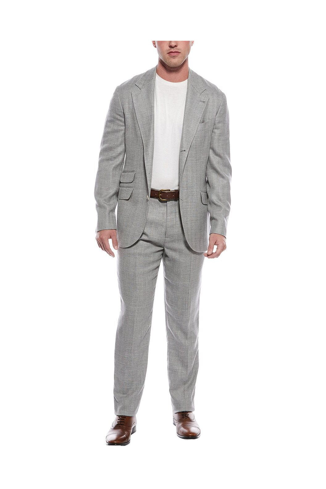 Men's Light Grey Wool Linen Suit