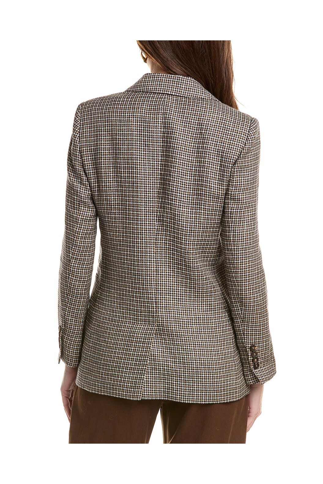 Women's Brown Checked Double Breasted Blazer